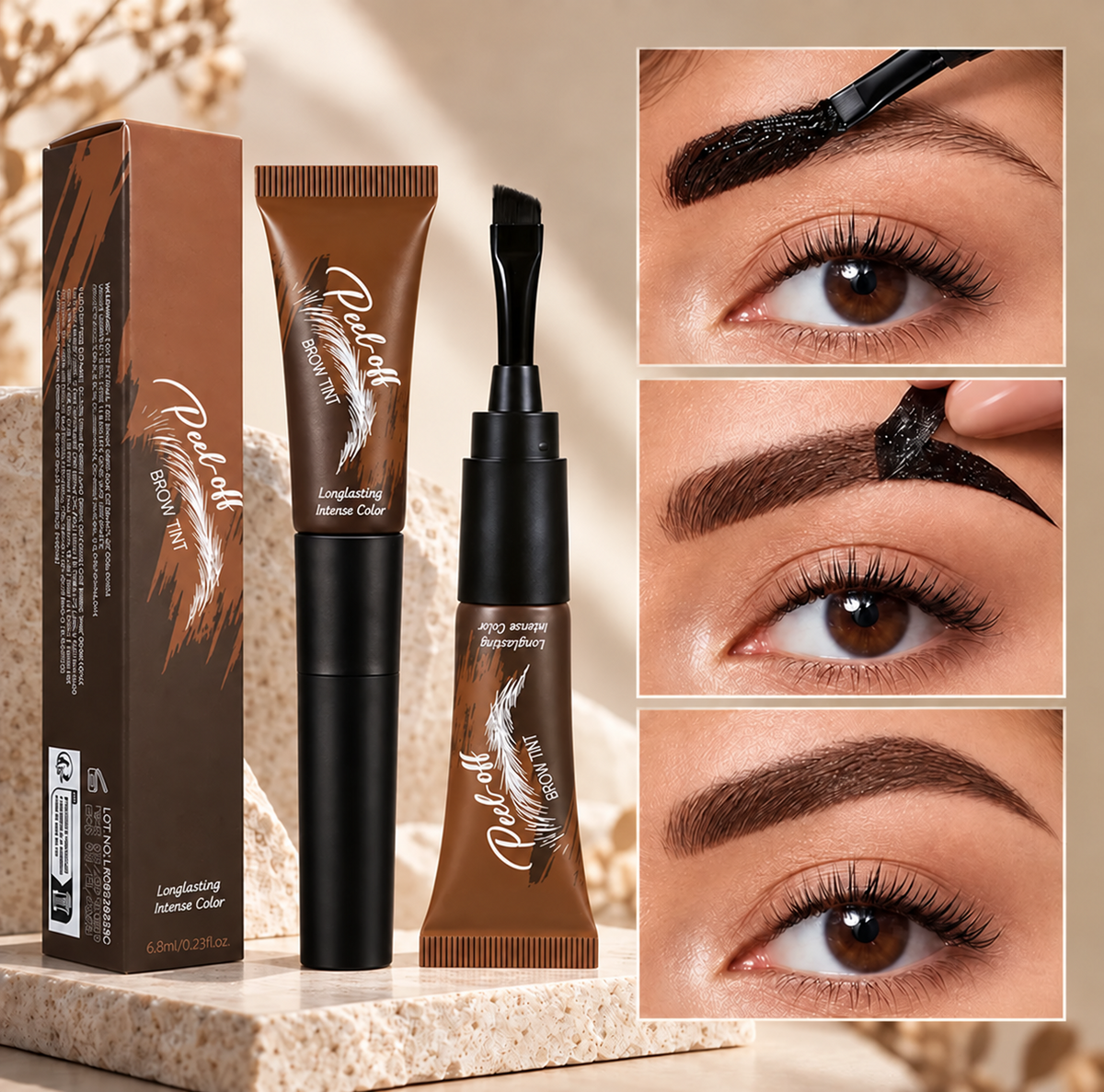 💧5-Color Tear-Off Brow Tint – Long-Lasting Waterproof Brow Gel